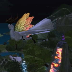 Ithil investigates the will o' wisps above the volcano
